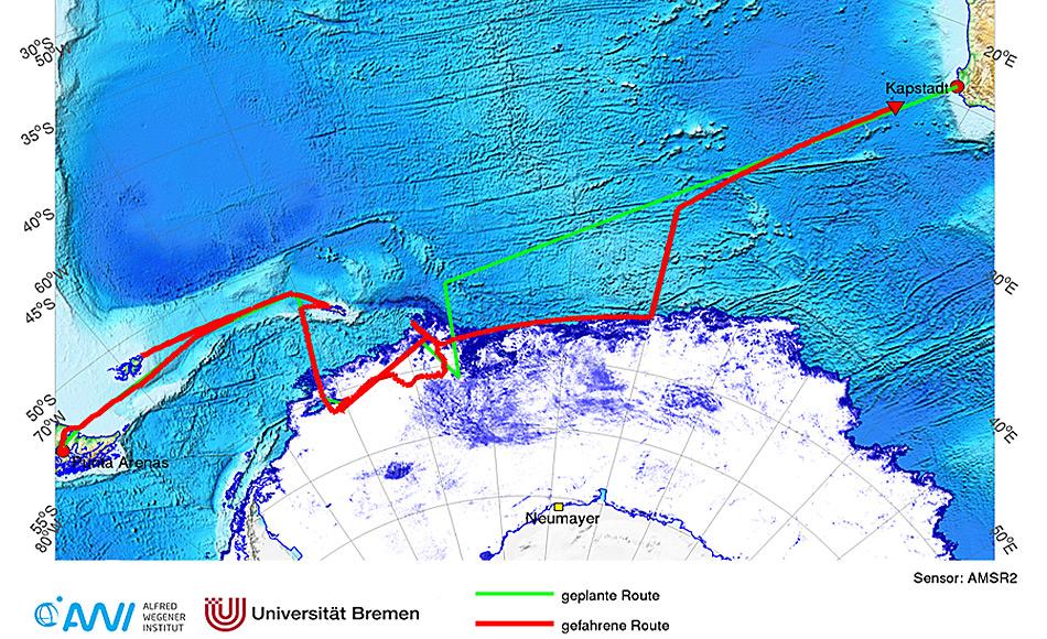 51 Wissenschaftler und Techniker, sowie 44 Besatzungsmitglieder waren während 63 Tage mit dem Forschungseisbrecher Polarstern im Weddellmeer unterwegs.